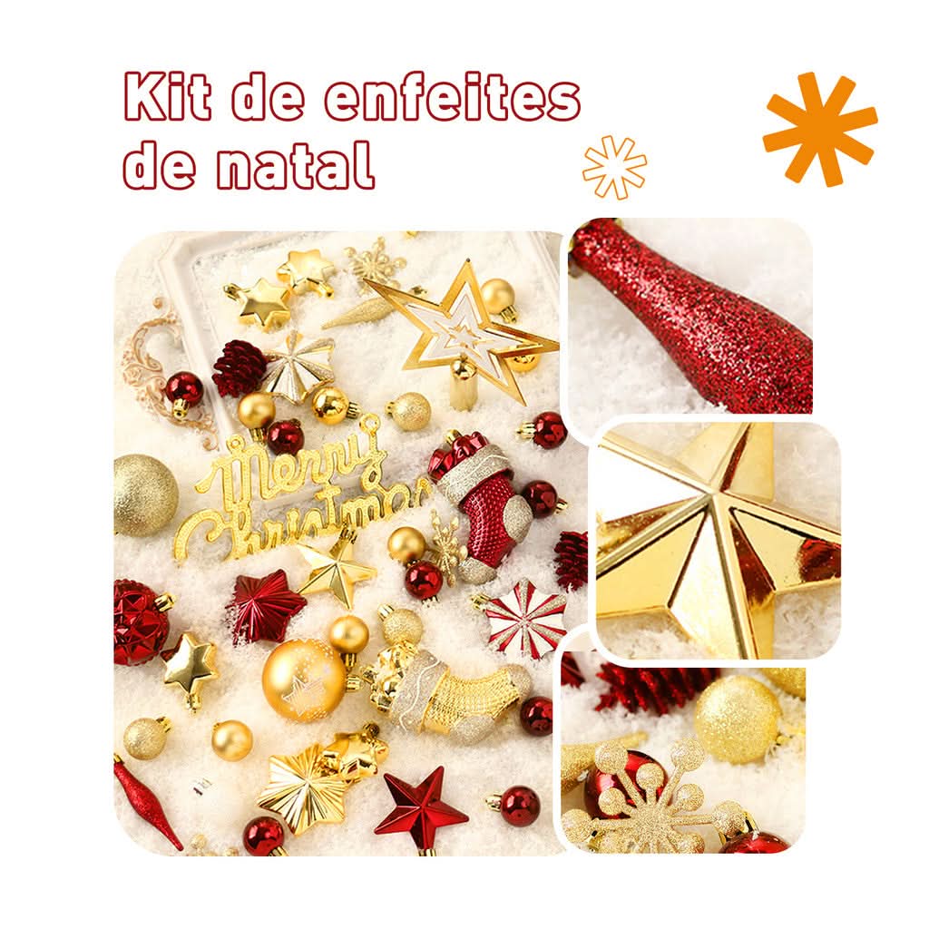 Kit 70 Bolas decoração de natal árvore pendente bolinhas enfeites natalinos casa pisca pisca led